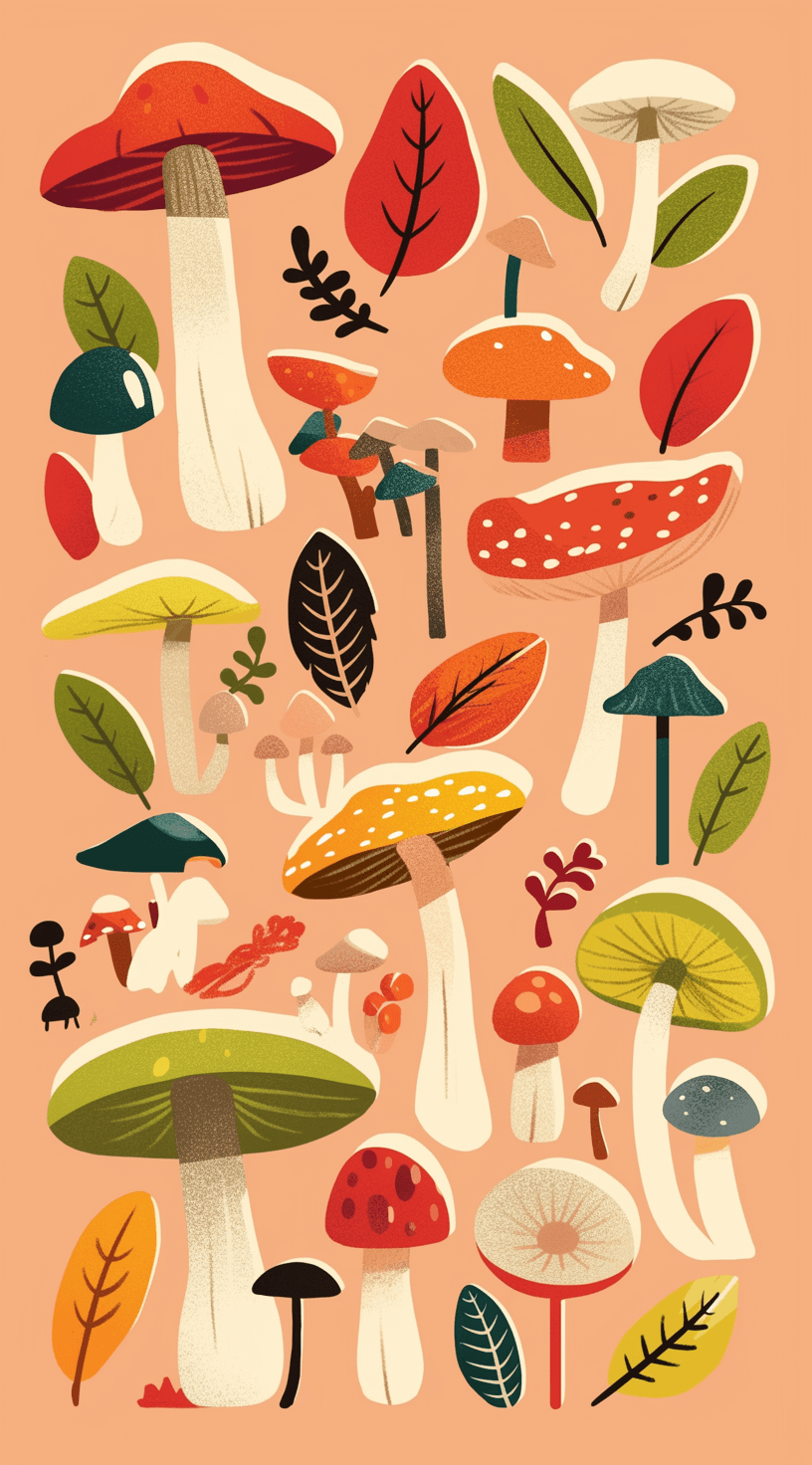 Mushroom Pals original repeating artwork