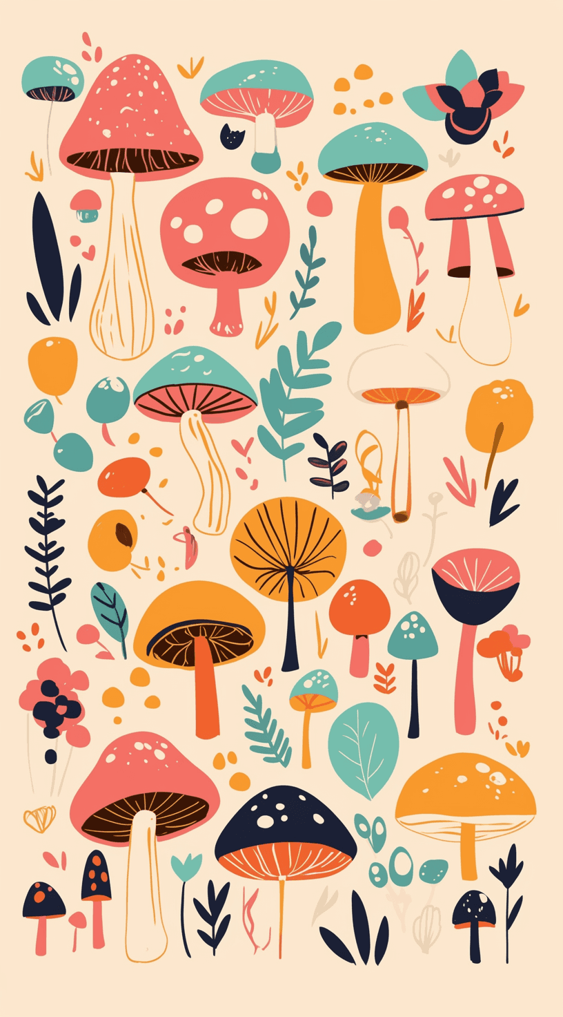 Mushroom Crew original repeating artwork