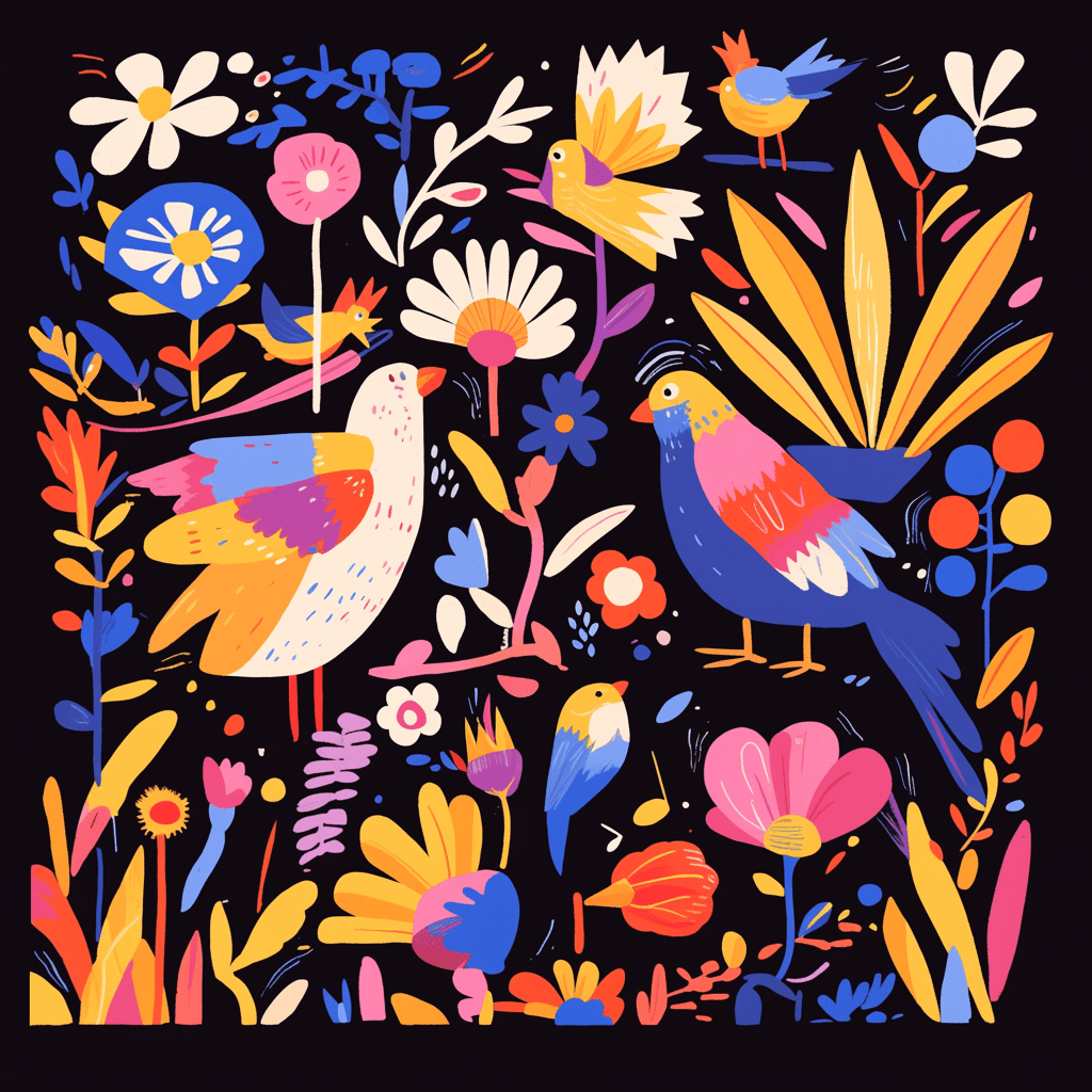 Bird Parade original repeating artwork