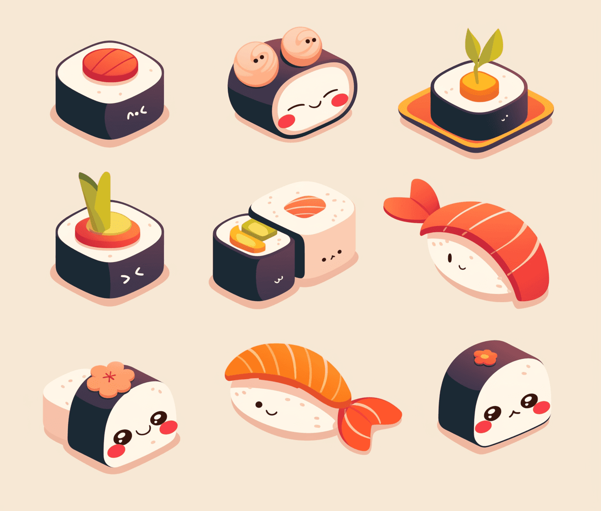 Sushi Kick original repeating artwork