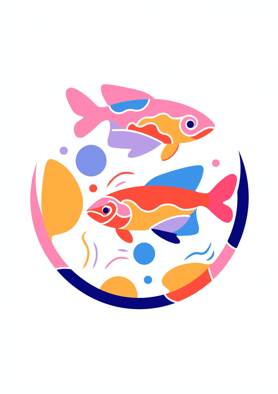 Fish Picnic original repeating artwork