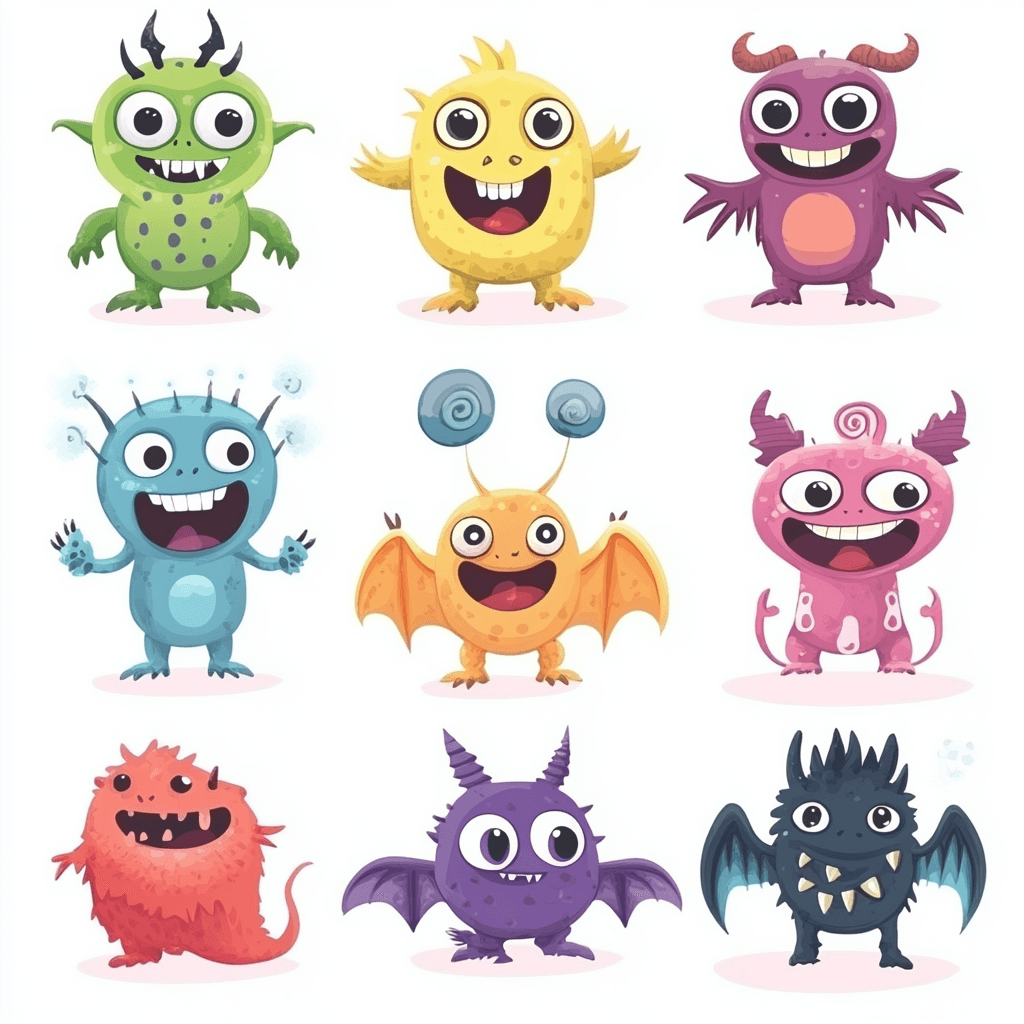Cartoon Monster Beats original repeating artwork