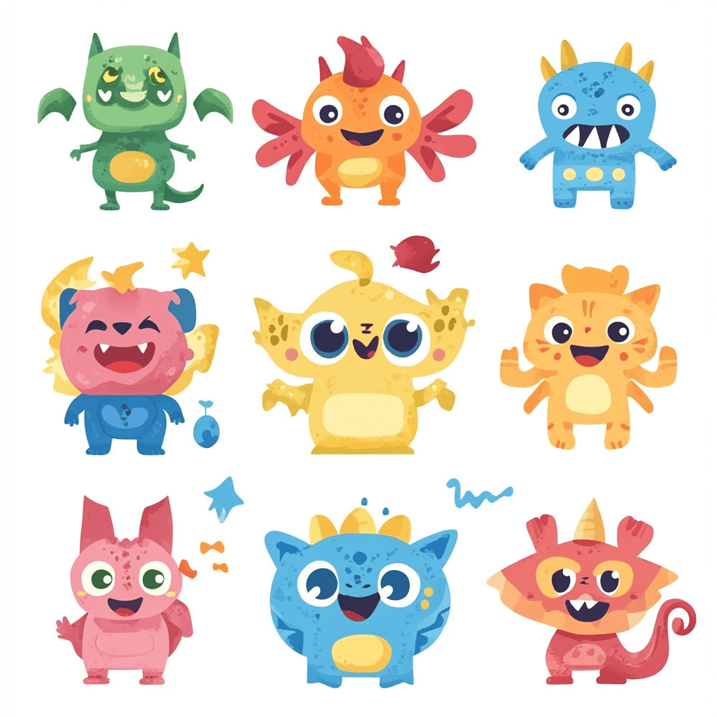 Cartoon Monster Pop original repeating artwork