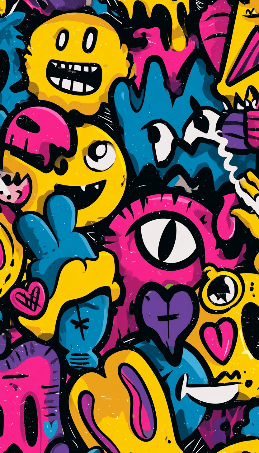 Quirky Rooftop original repeating artwork