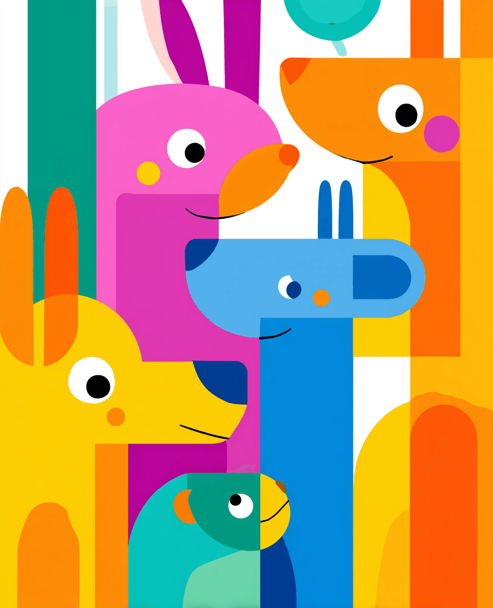 Animals Parade original repeating artwork