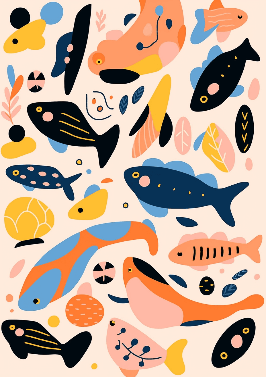 Fish Dawn original repeating artwork