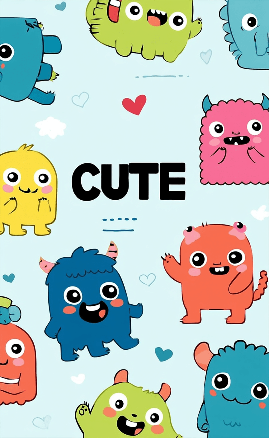 Cute Monster Run original repeating artwork