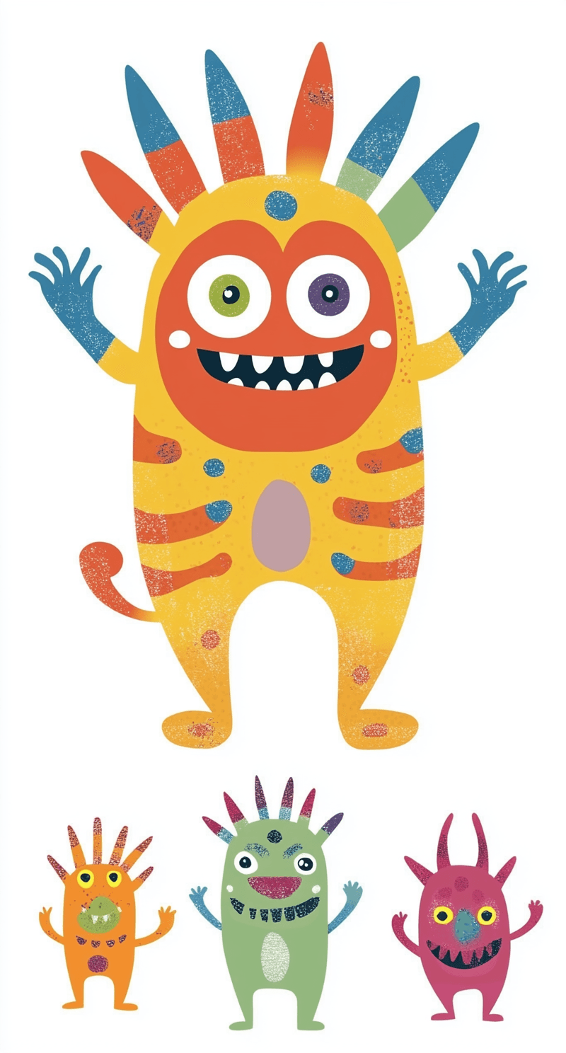 Cute Monster Rooftop original repeating artwork