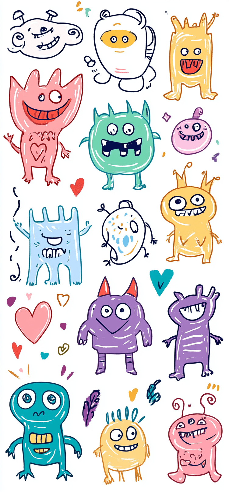 Cartoon Monster Street original repeating artwork