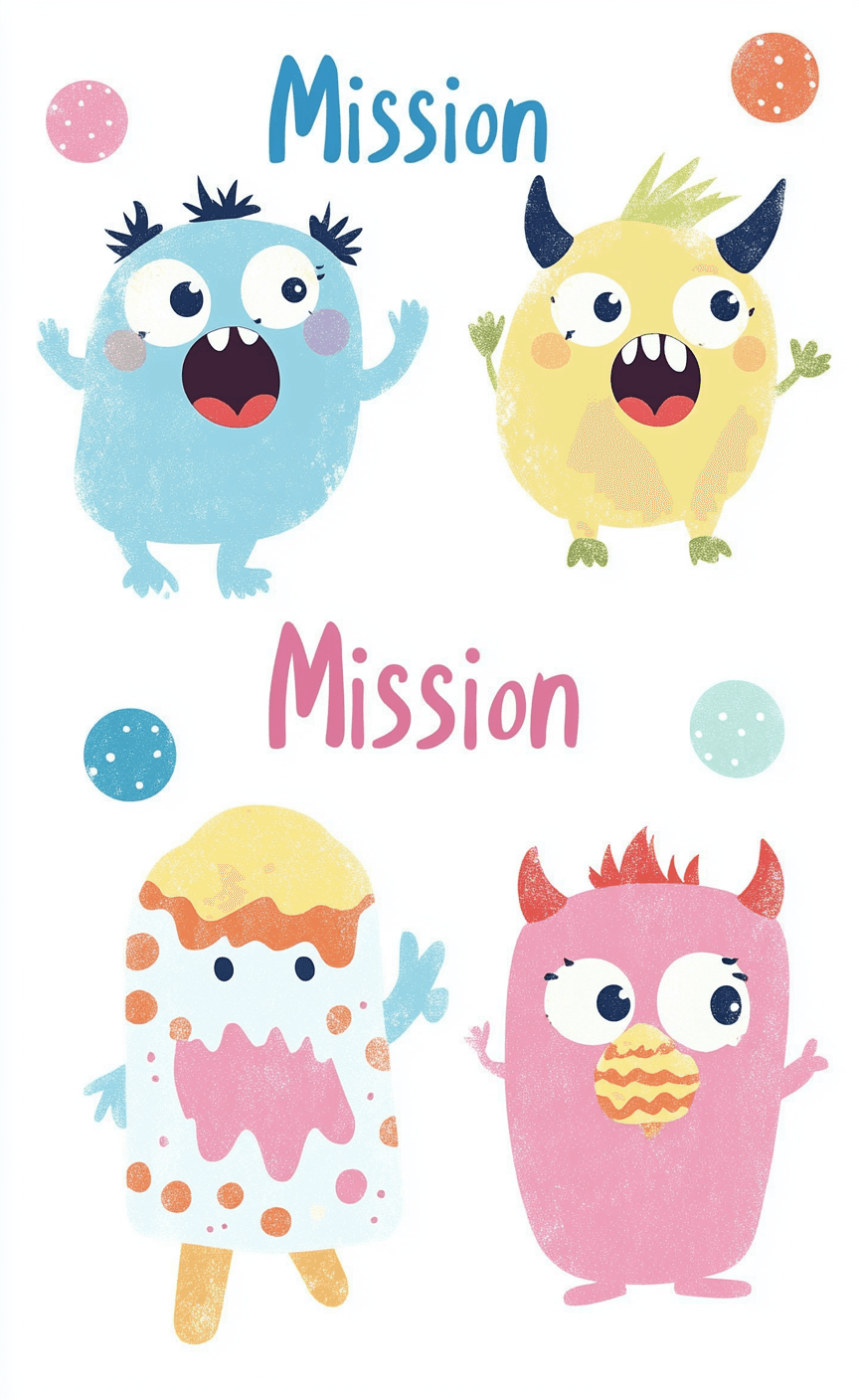 Cute Monster Sunrise original repeating artwork
