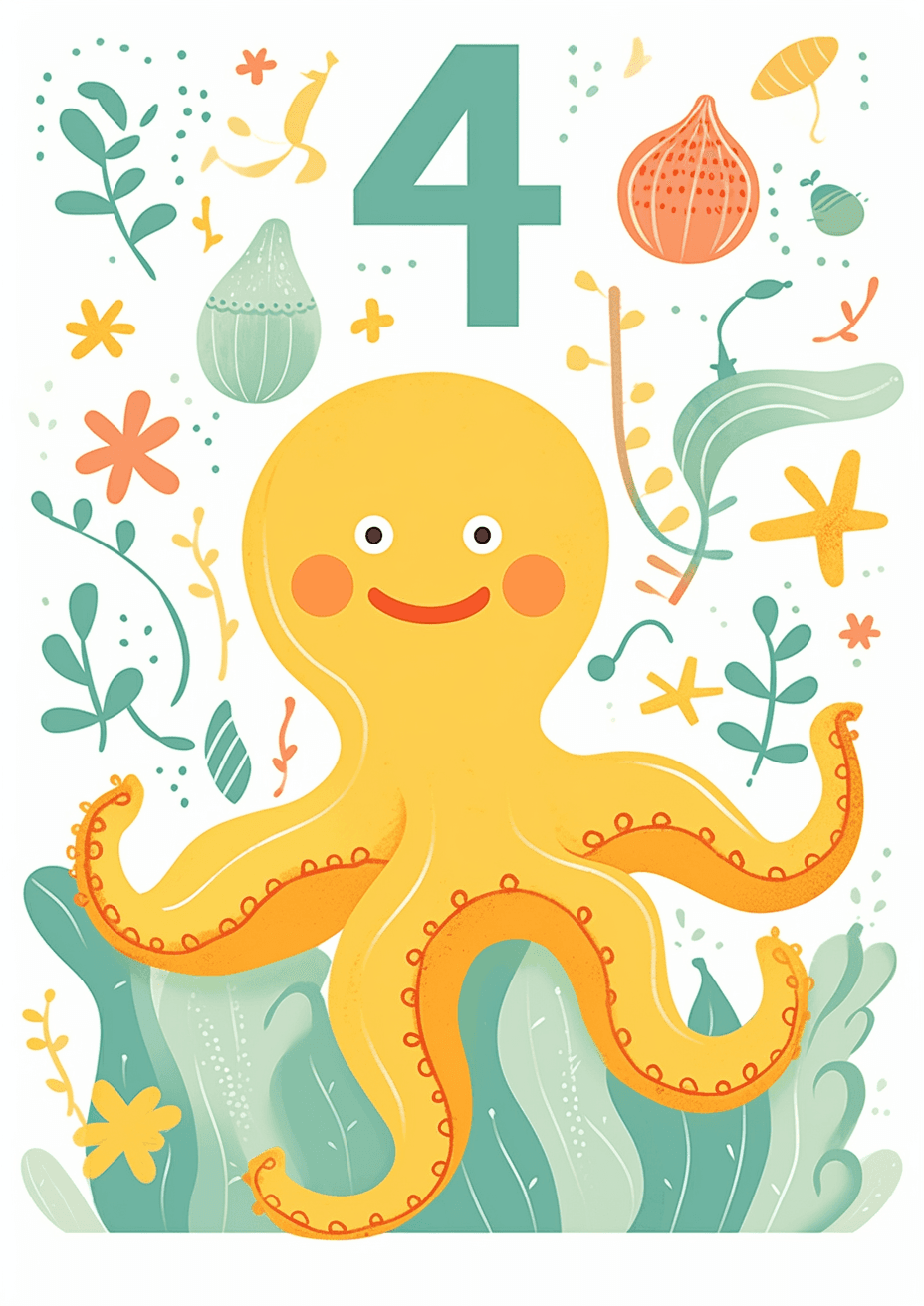 Cute Number Bloom original repeating artwork