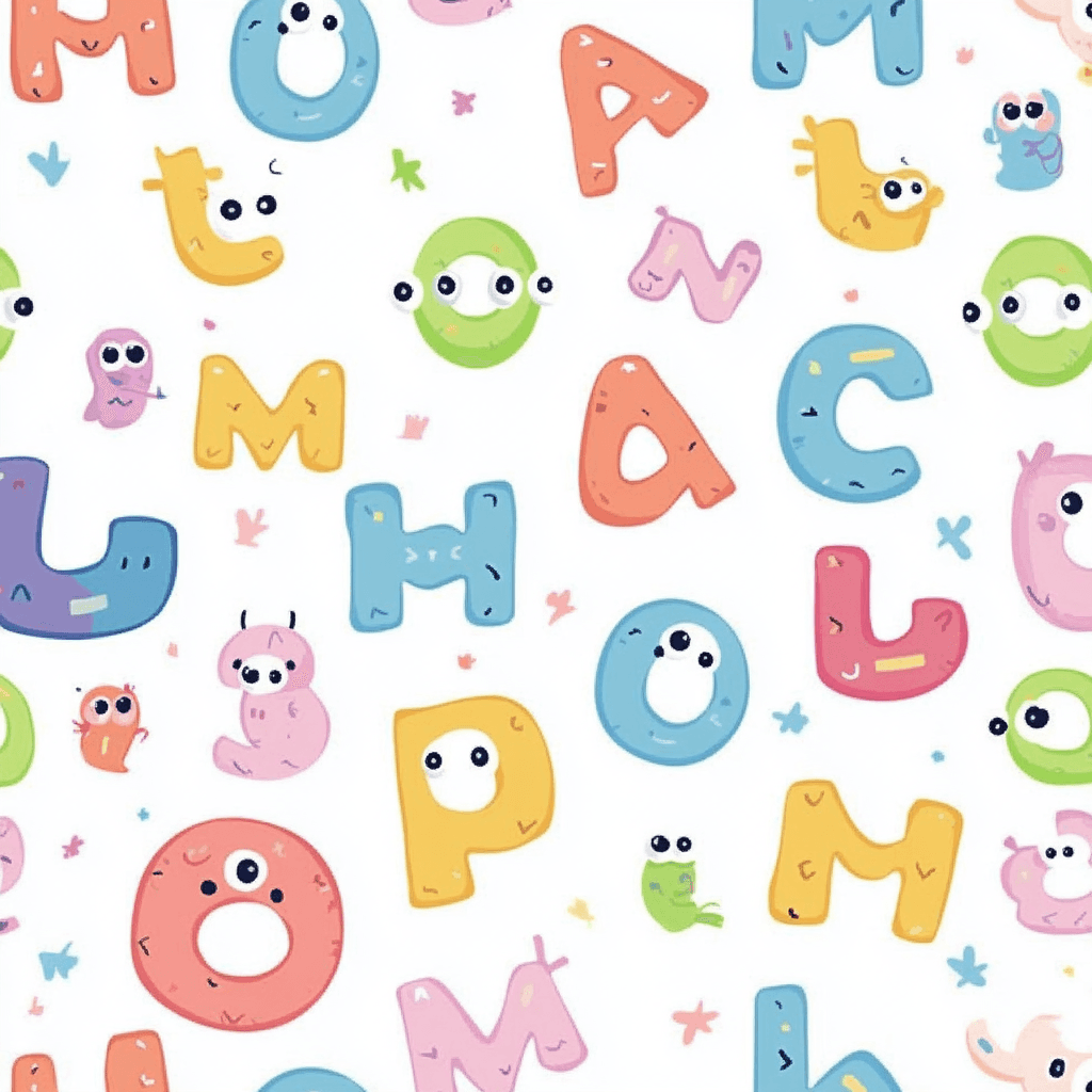 Cartoon Letter Rhythm original repeating artwork