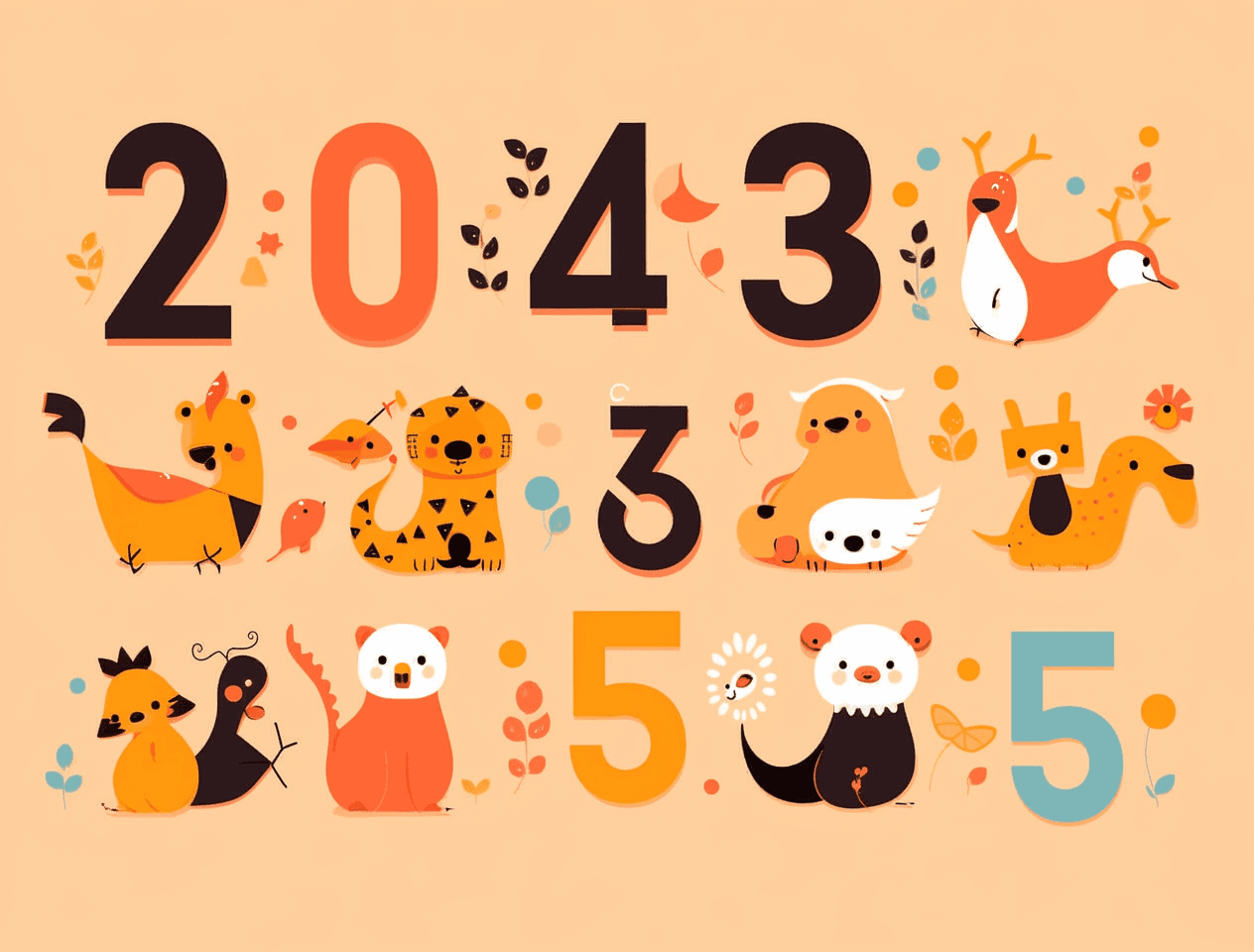 Animal Number Rooftop original repeating artwork