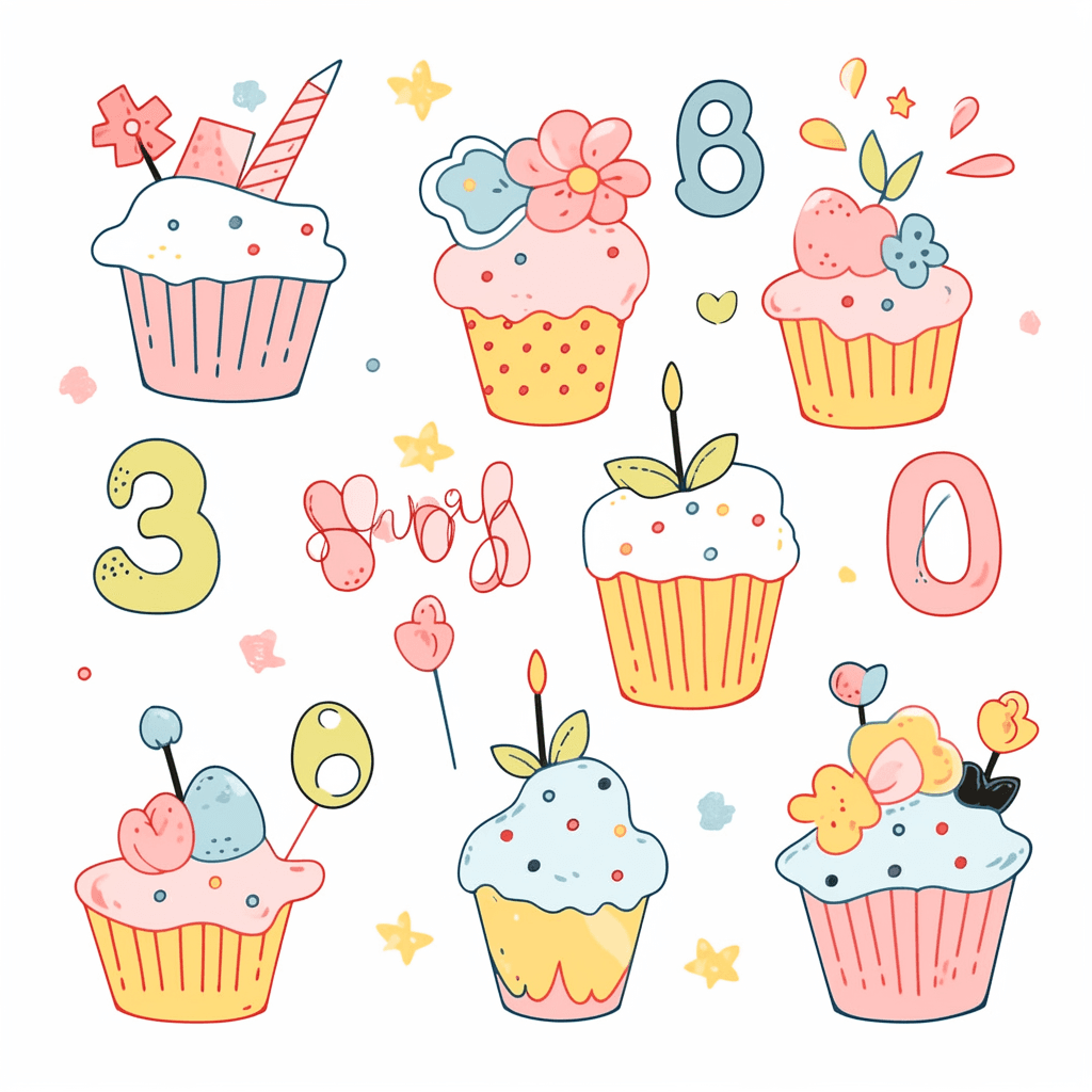 Cartoon Cartoon Number Party original repeating artwork