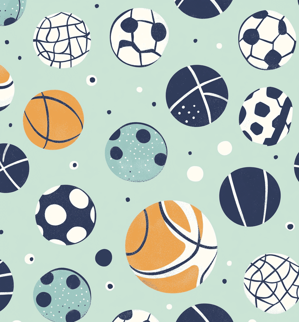 Sports Ball Picnic original repeating artwork