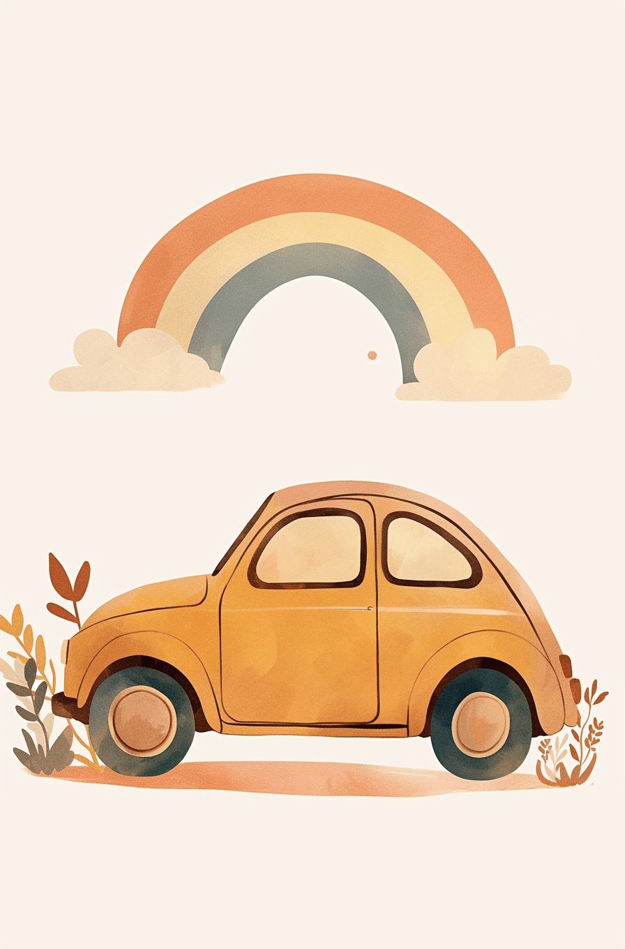 Rainbow Car Squad original repeating artwork
