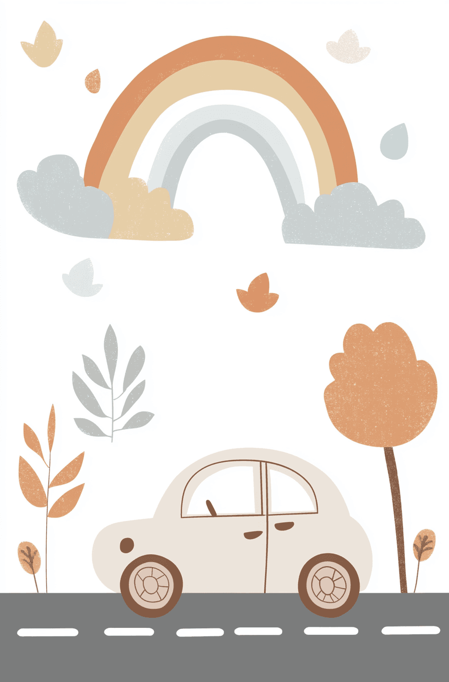 Rainbow Car Gang original repeating artwork