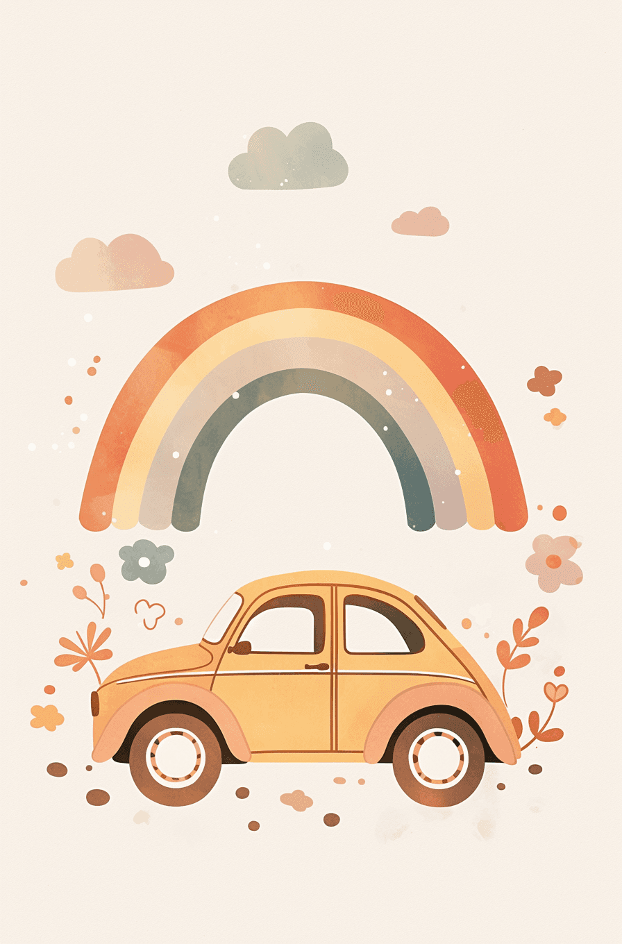 Rainbow Car 001 original repeating artwork