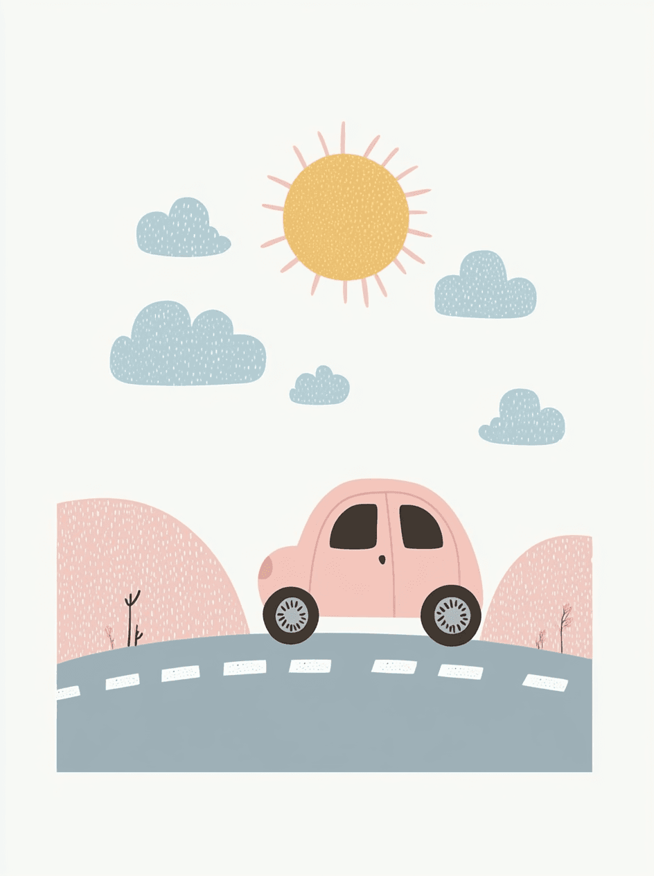 Cartoon Car Run original repeating artwork