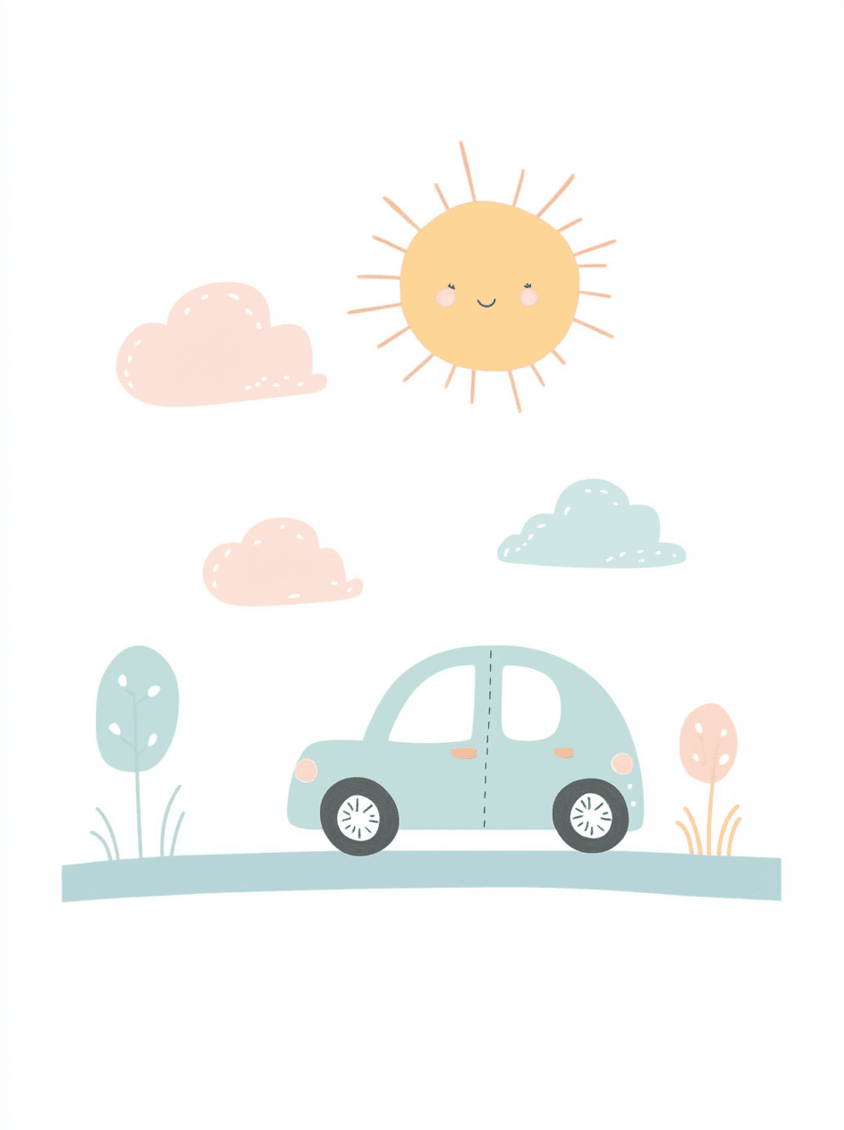 Cartoon Car Label original repeating artwork