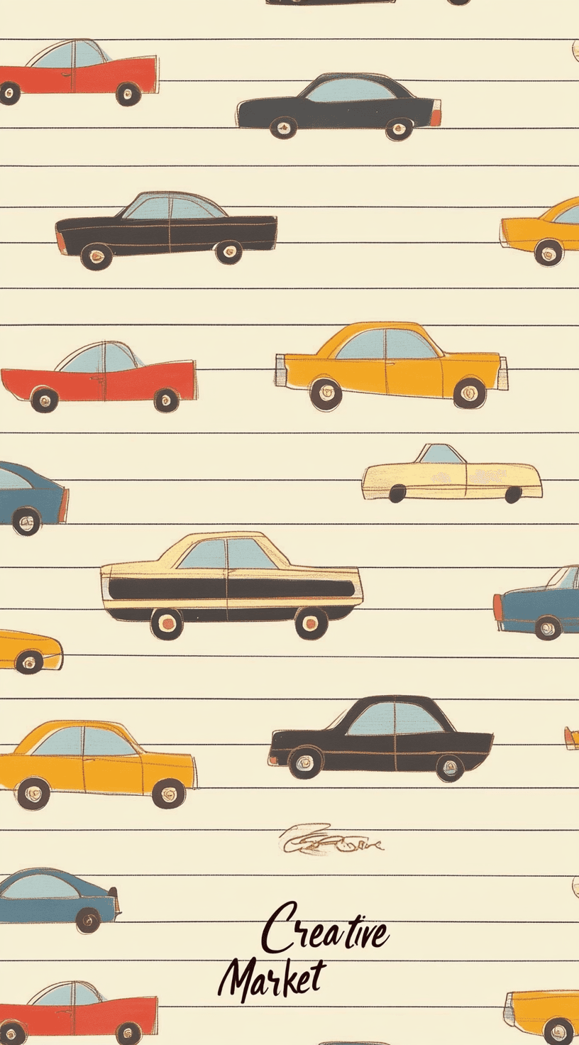 Cartoon Car Valley original repeating artwork