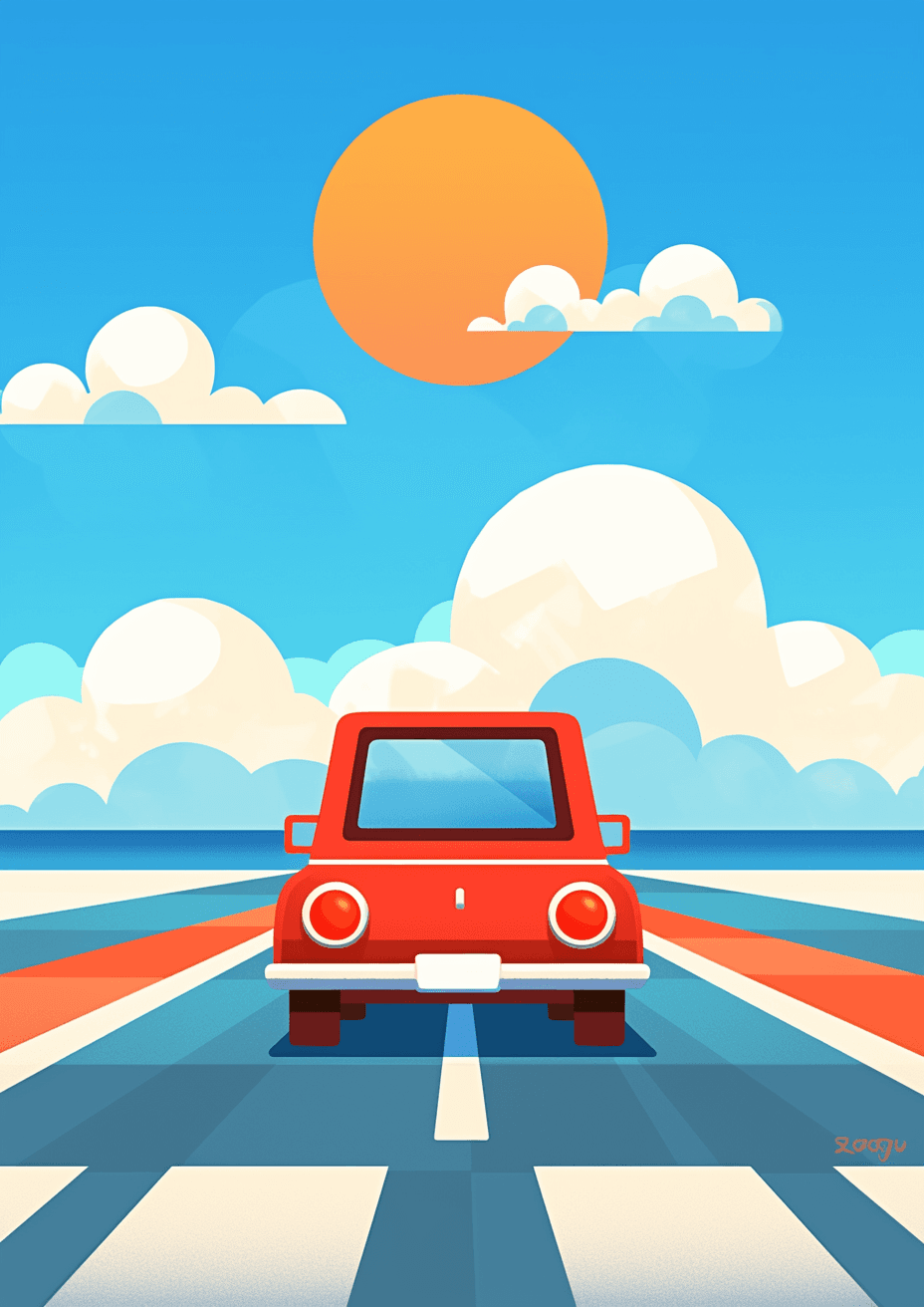 Cartoon Car Print original repeating artwork