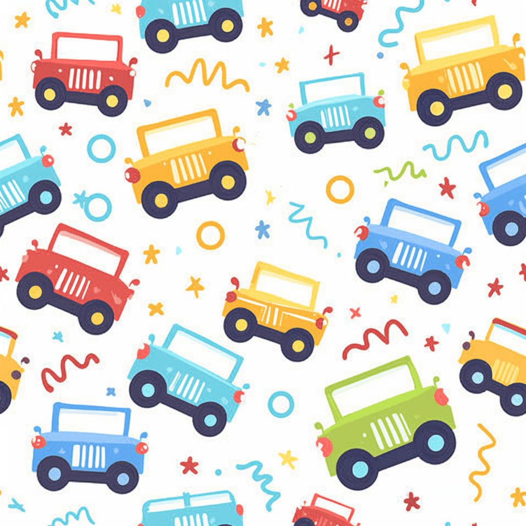 Cartoon Car Spring original repeating artwork