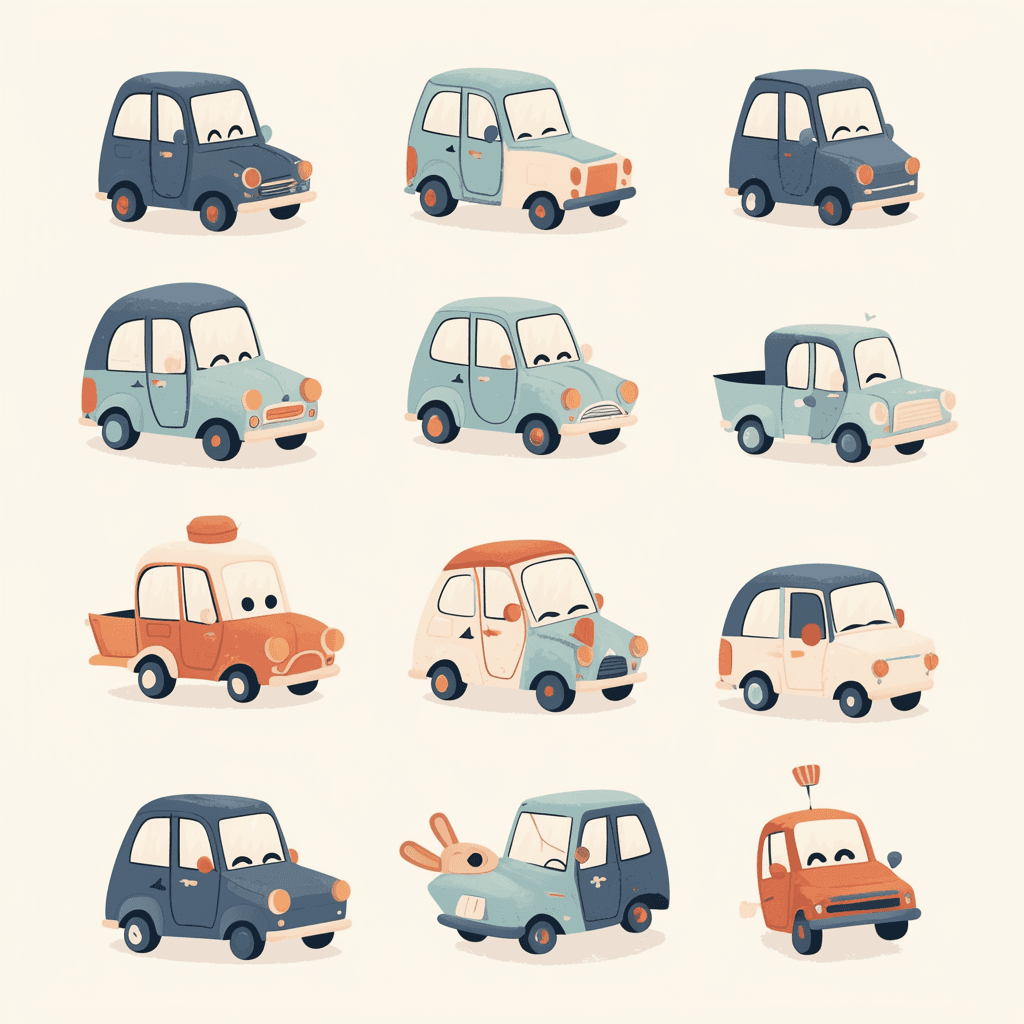 Cartoon Car Point original repeating artwork