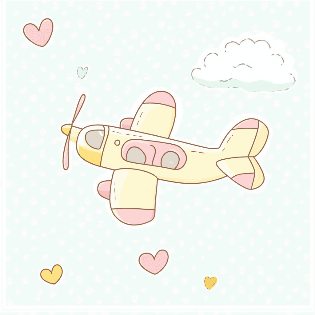 Cartoon Airplane original repeating artwork