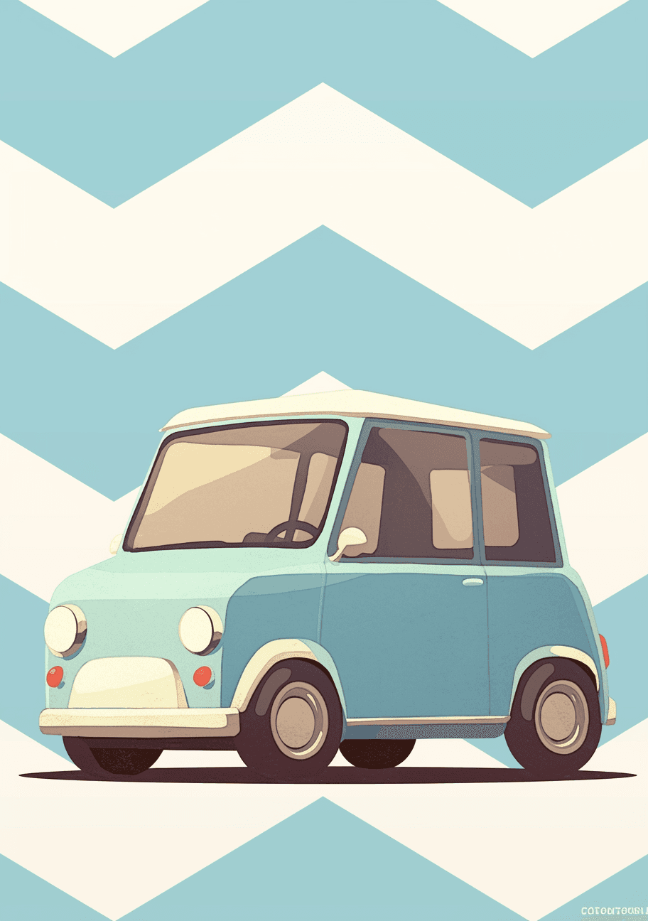 Cartoon Car Sunrise original repeating artwork