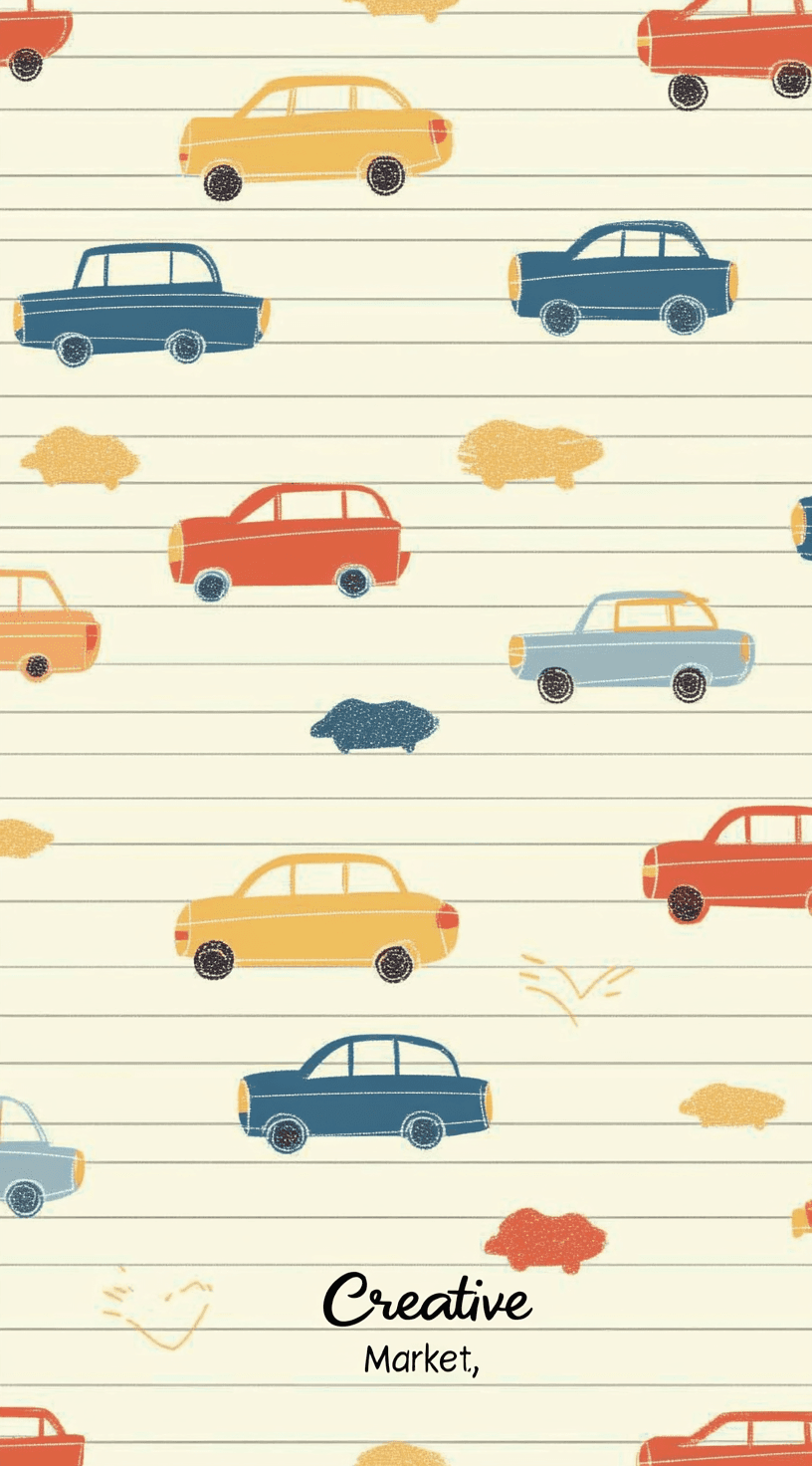Cartoon Car Picnic original repeating artwork