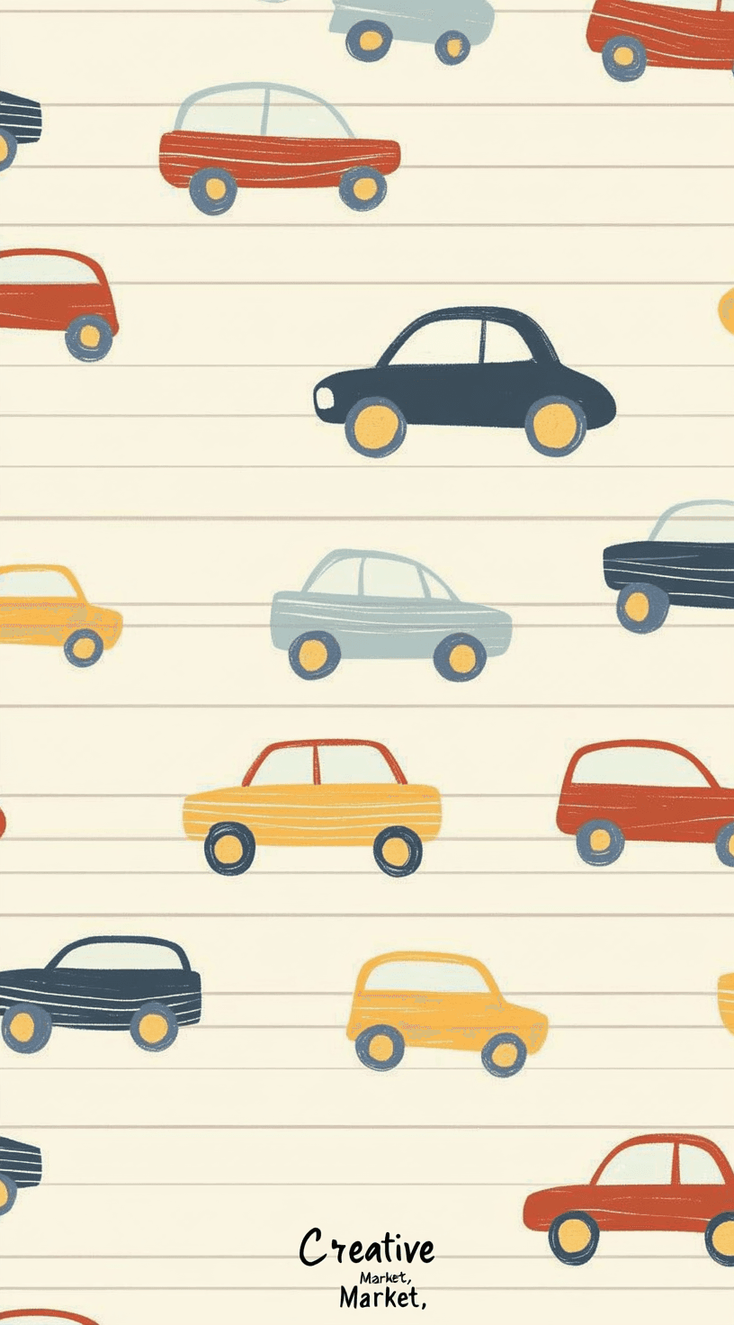 Cartoon Car Corner original repeating artwork