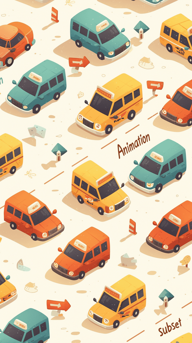 Cartoon Car Ivory original repeating artwork