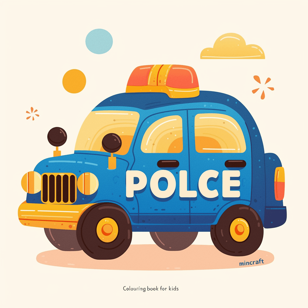 Cartoon Police Car Pals original repeating artwork