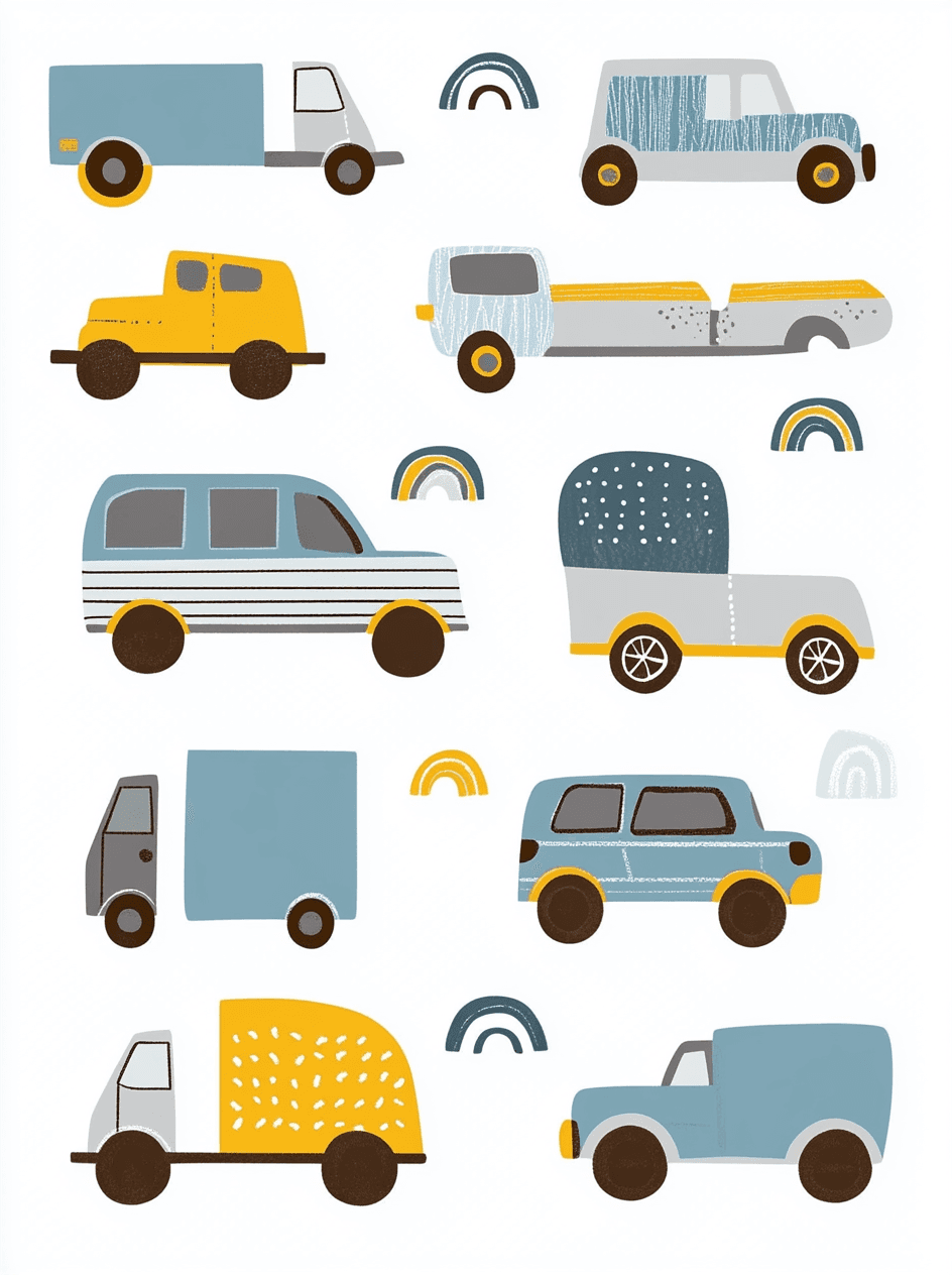 Cartoon Car Shine On original repeating artwork