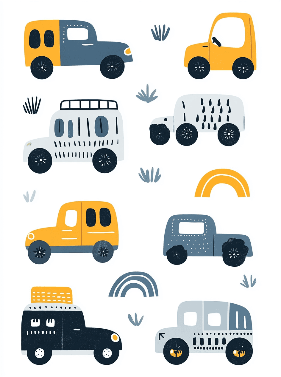 Cartoon Car Club original repeating artwork