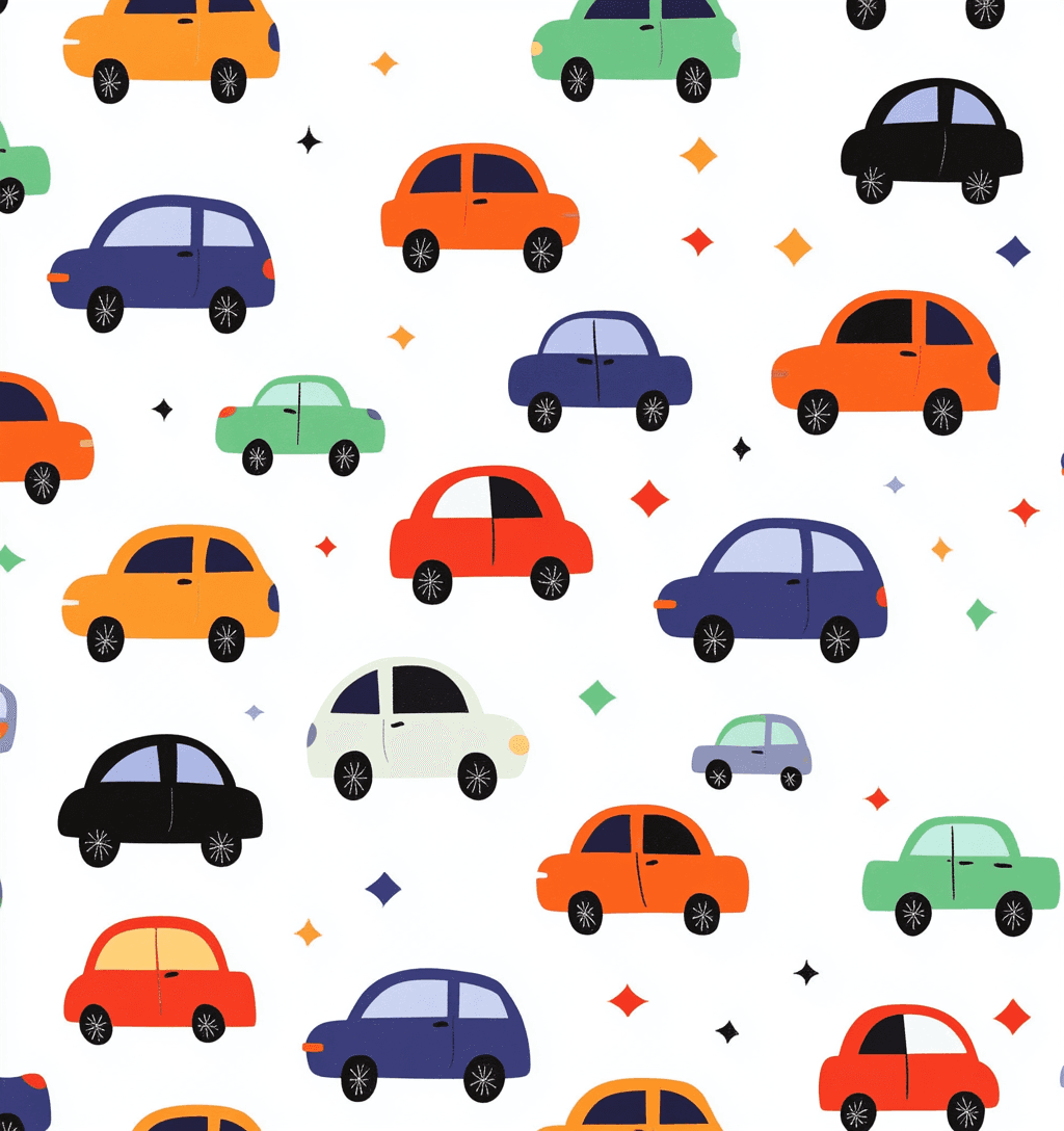 Cartoon Car Ride original repeating artwork