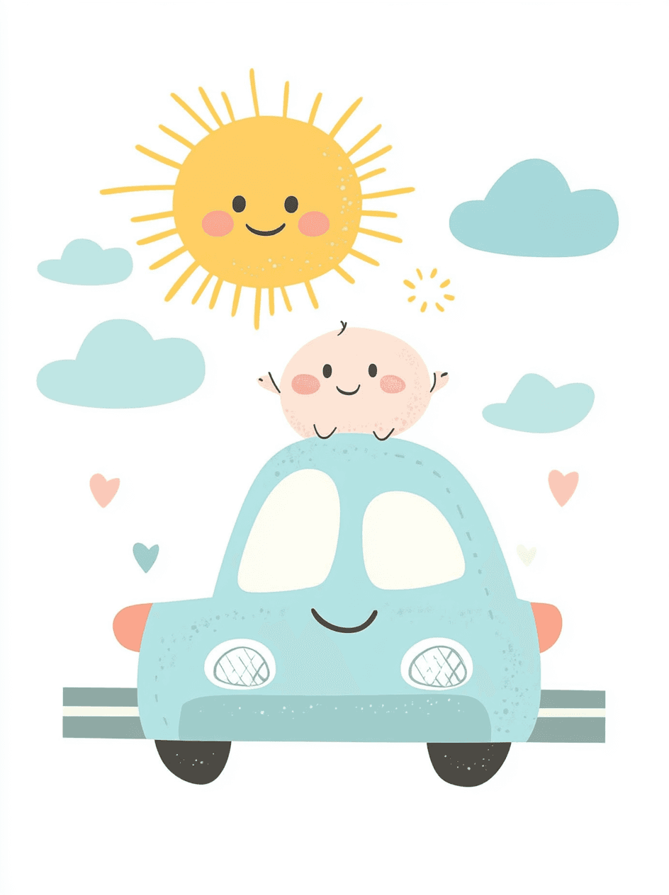Cute Car Bounce original repeating artwork