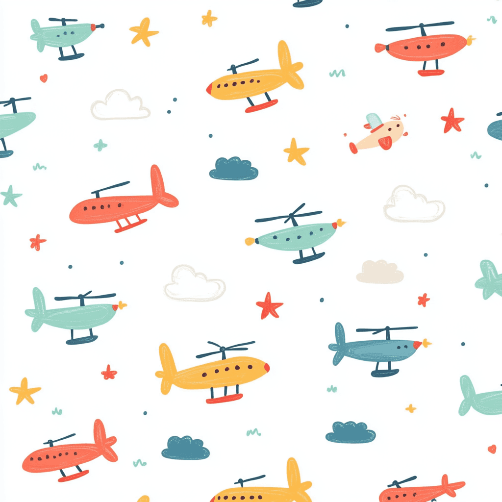 Airplane Picnic original repeating artwork