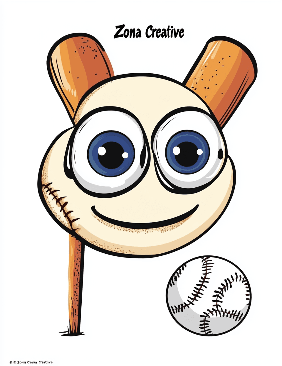 Cartoon Baseball Picnic original repeating artwork