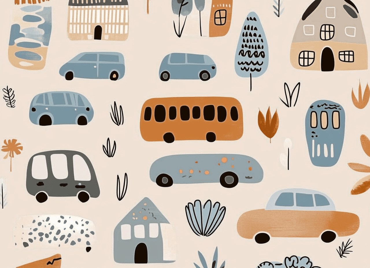 Bus Carnival original repeating artwork