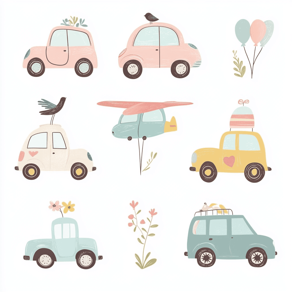 Cute Car Dawn original repeating artwork