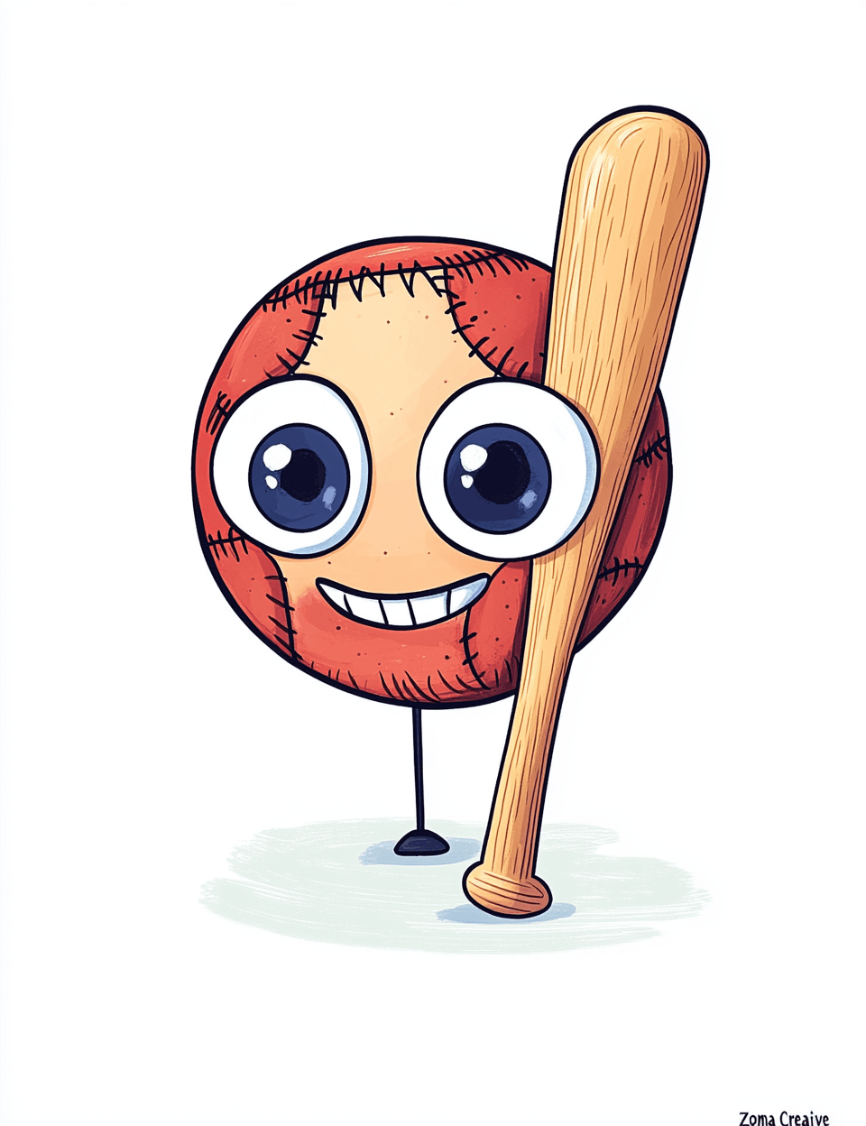 Cartoon Baseball Pals original repeating artwork