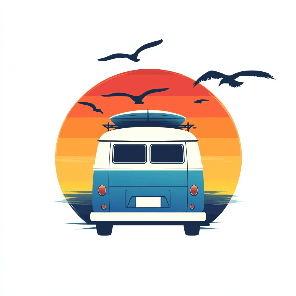Camper Van Picnic original repeating artwork