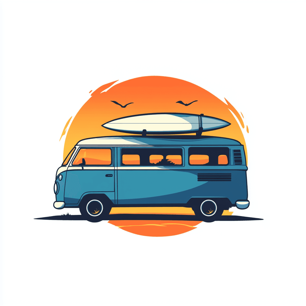 Camper Van Parade original repeating artwork