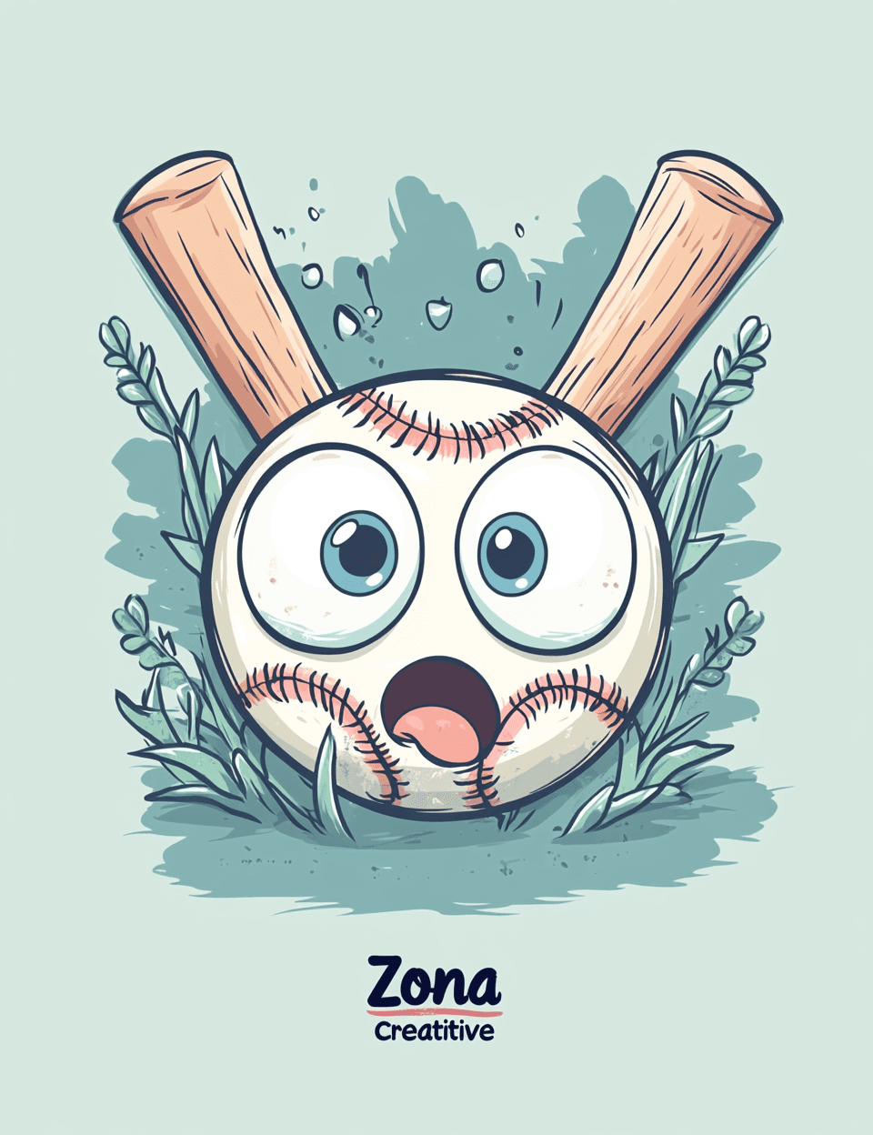 Cartoon Baseball Crew original repeating artwork