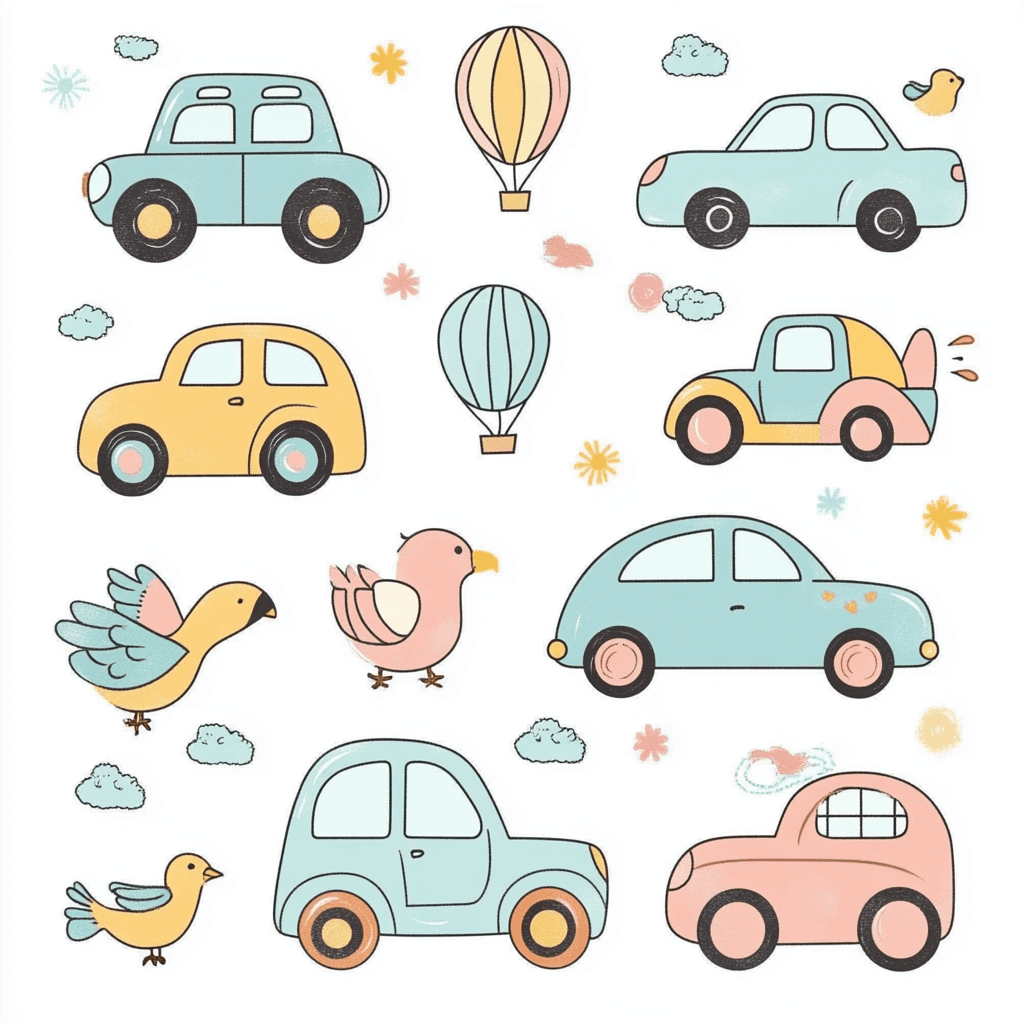 Hot Air Balloon Bop original repeating artwork