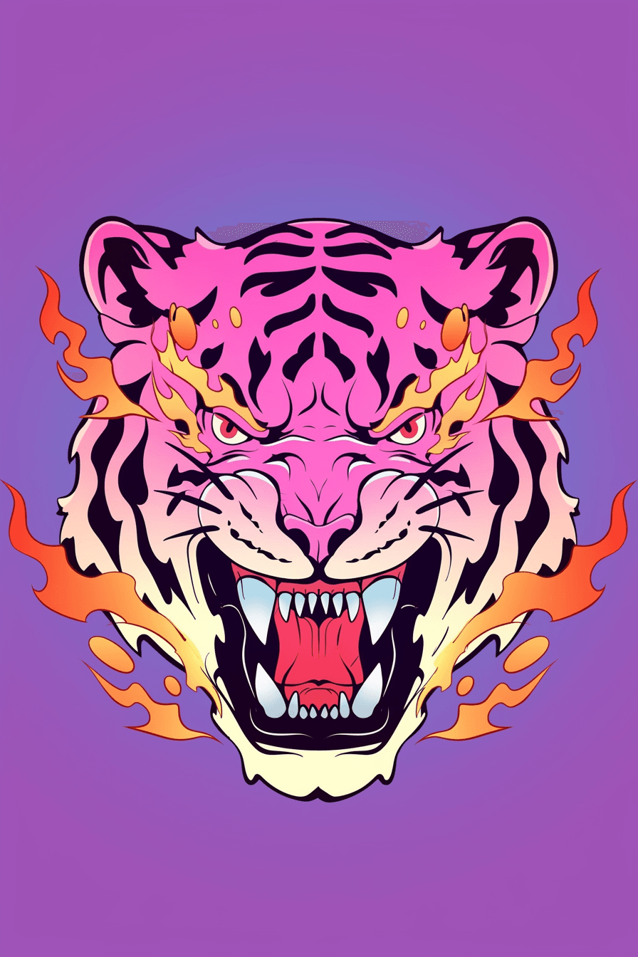 Tiger Rooftop original repeating artwork