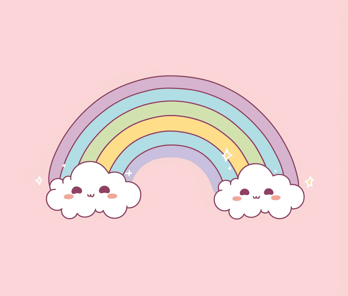Cartoon Rainbow Picnic original repeating artwork