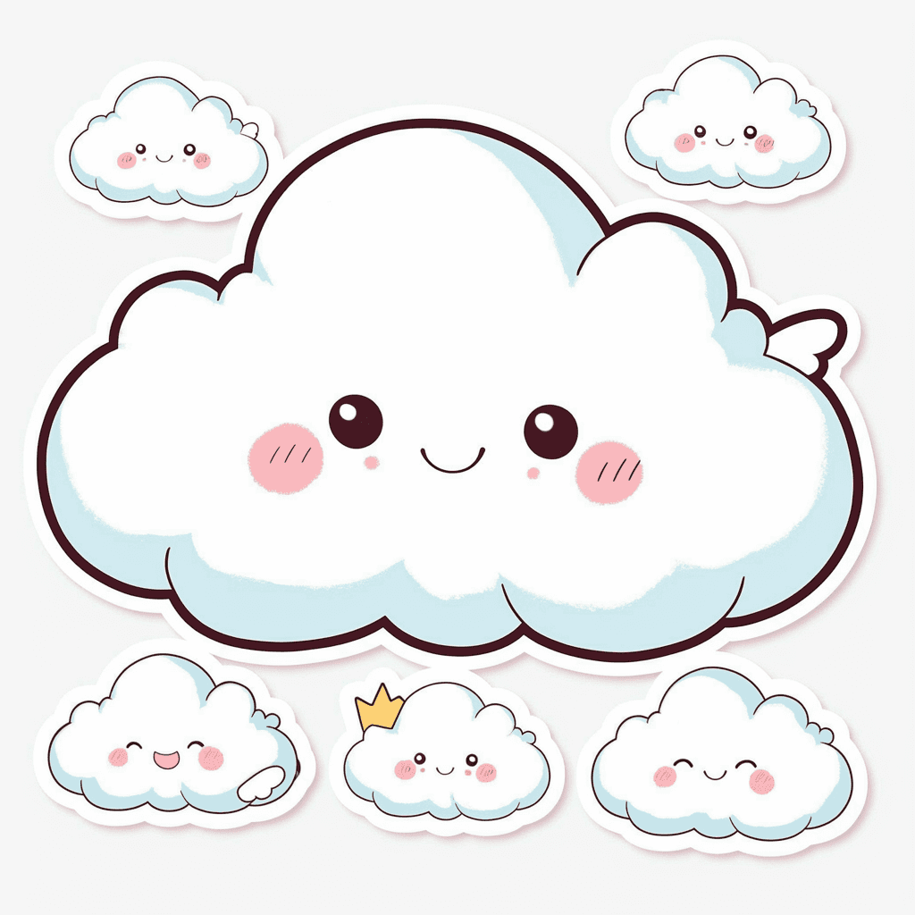 Cartoon Cloud Parade original repeating artwork